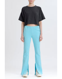 Pleated Shoulder Cropped Tee | Black