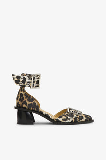 Print Feminine Buckle Open Cut Pumps | Leopard