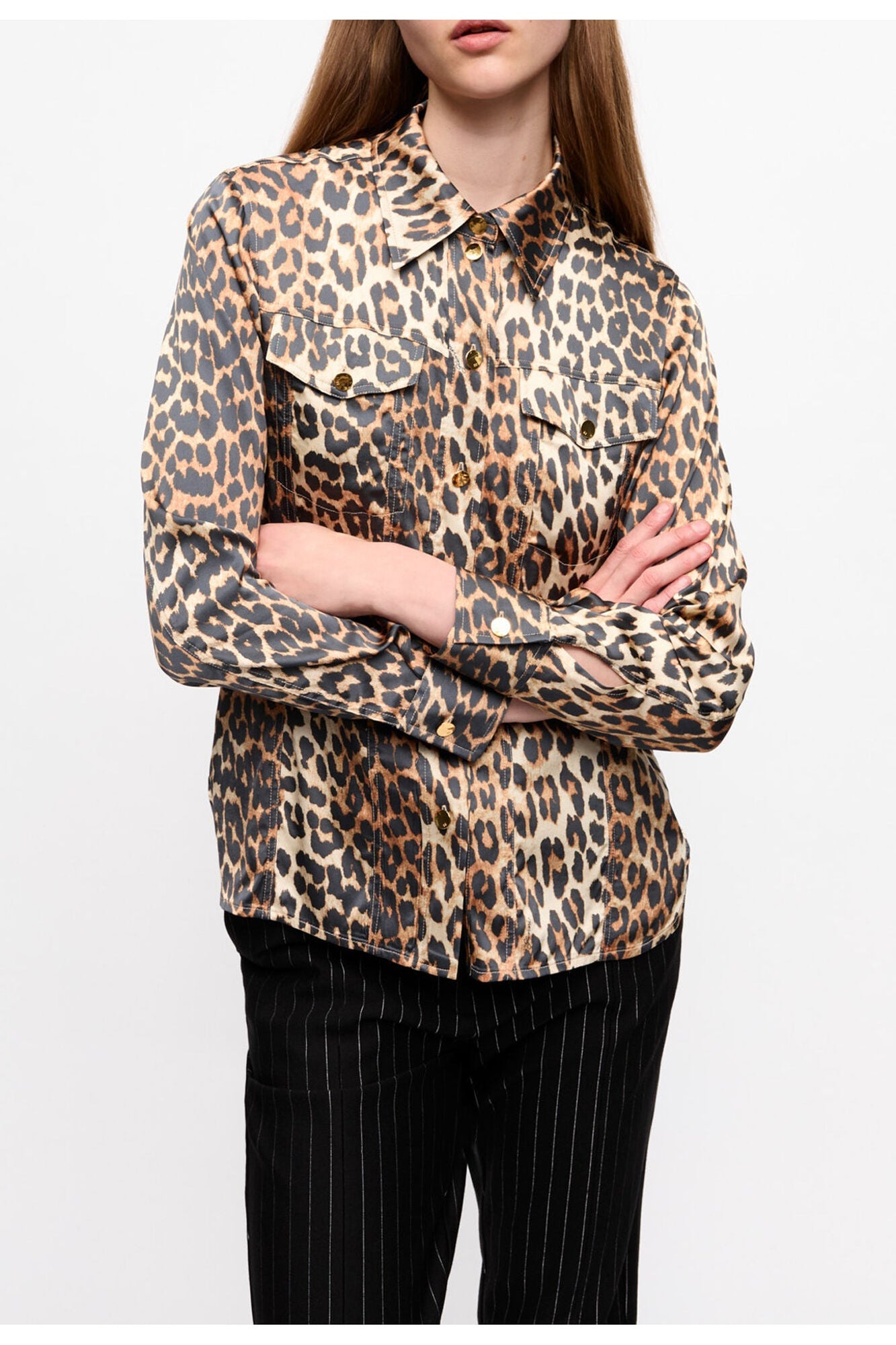 Print Satin Shirt | Leopard