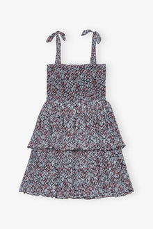 Printed Pleated Georgette Mini Dress | Phantom