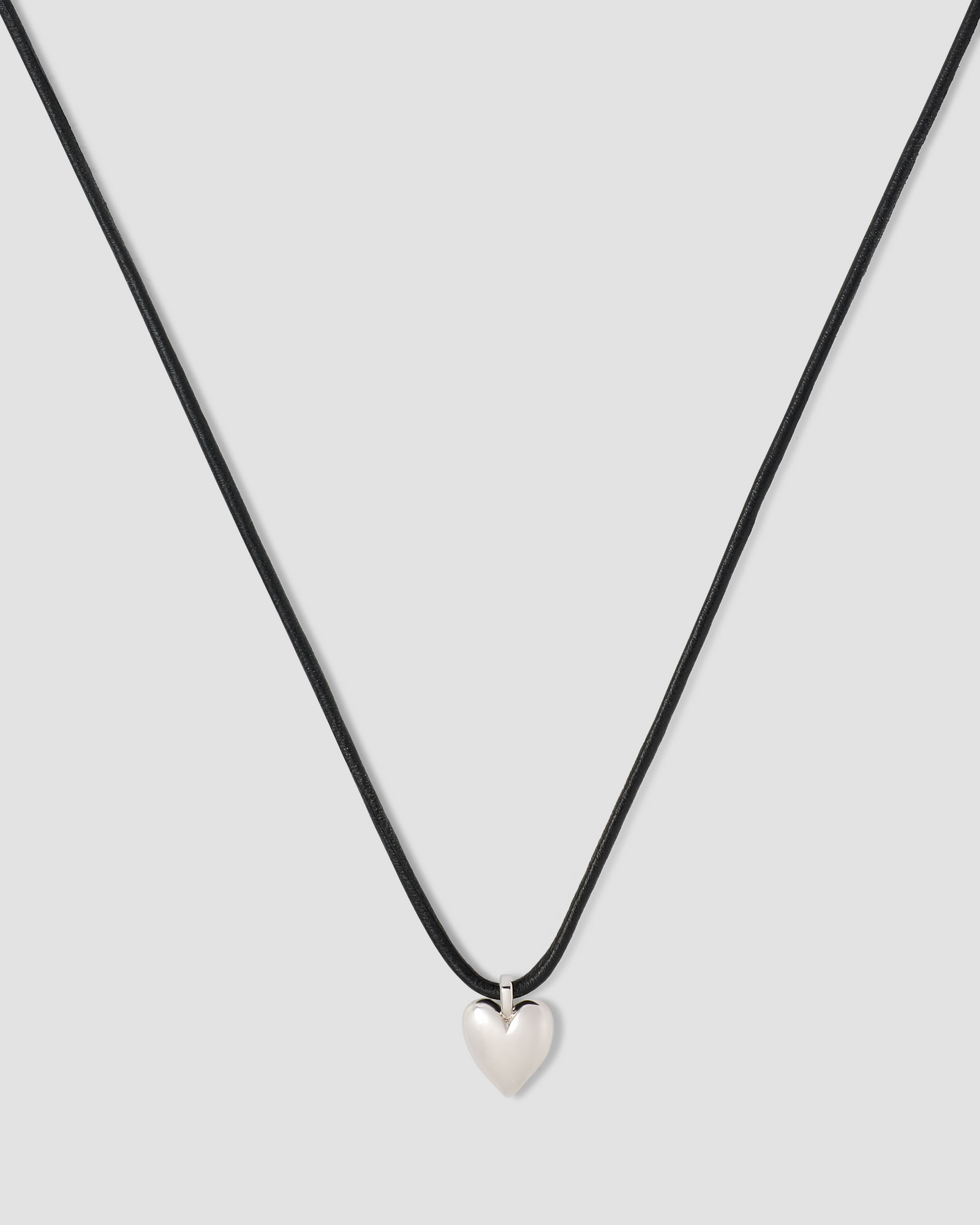 Small Puffy Heart Leather Cord Necklace gold necklace - worn look | fine necklaces