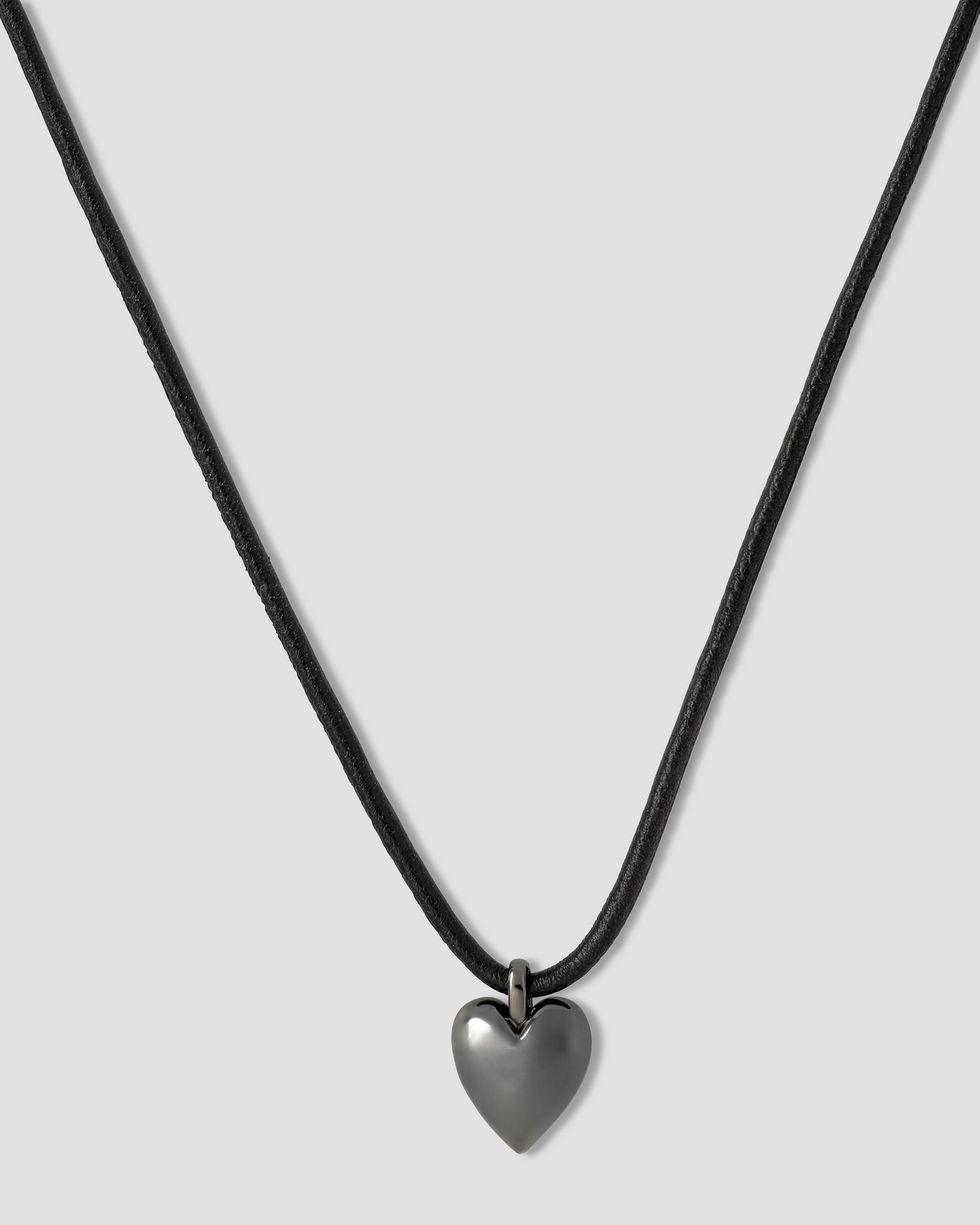 Small Puffy Heart Leather Cord Necklace gold necklace - product detail shot | fine necklaces