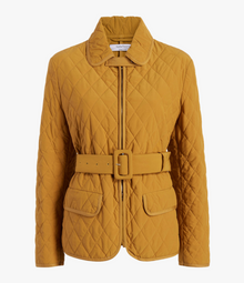 Another Tomorrow Quilted Belted Jacket in Goldenrod – Cotton Women's Jacket