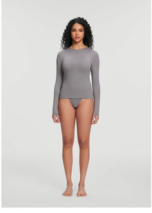 Quarter Zip Long Sleeve Top | Cool Gray