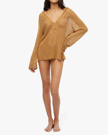 Crochet Hooded Caftan | Suede
