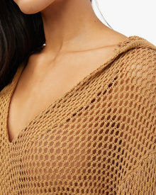 Crochet Hooded Caftan | Suede