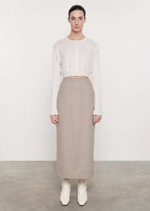 Cashmere Fitted Cropped Cardigan | Chalk