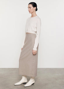 Cashmere Fitted Cropped Cardigan | Chalk