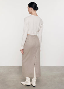 Cashmere Fitted Cropped Cardigan | Chalk