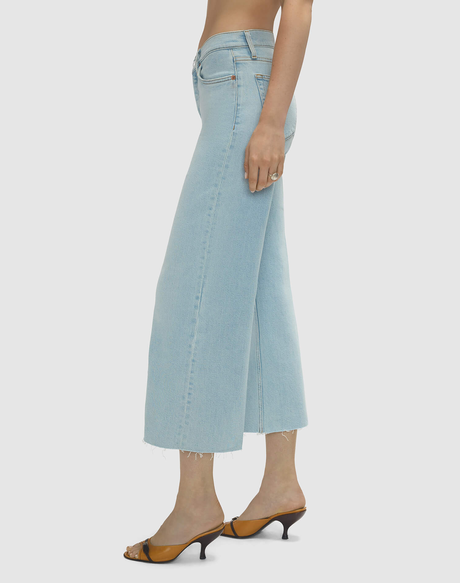 Womens | Comfort Stretch Mid Rise Wide Leg Crop | Ola Indigo