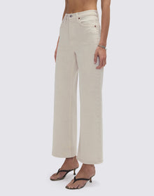Womens | Comfort Stretch High Rise Wide Leg Crop | Pebble