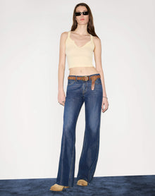 Womens | Hanes V Cut Ribbed Tank | Shortbread