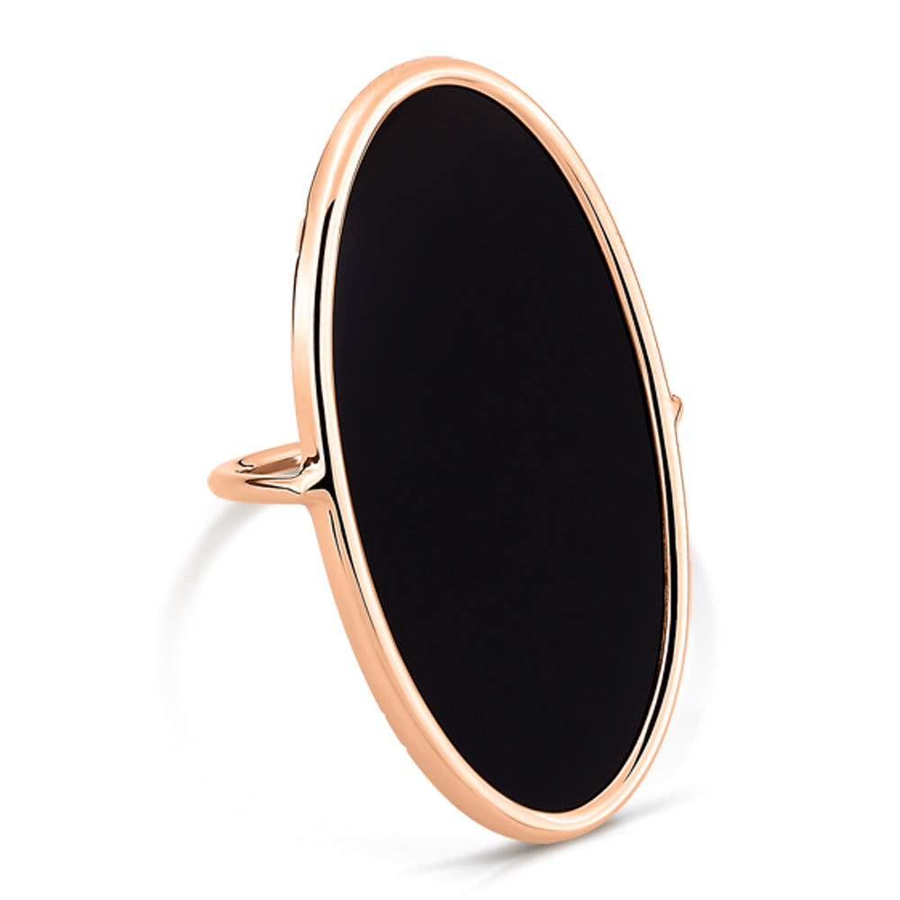 Large Ellipse Onyx Ring | 18K Rose Gold