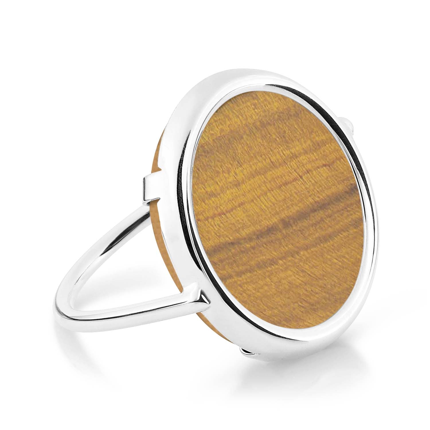 Ever Tiger Eye White Gold Disc Ring | 18K White Gold