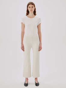 Another Tomorrow Rib Pant in Cream – Wool Women's Trousers