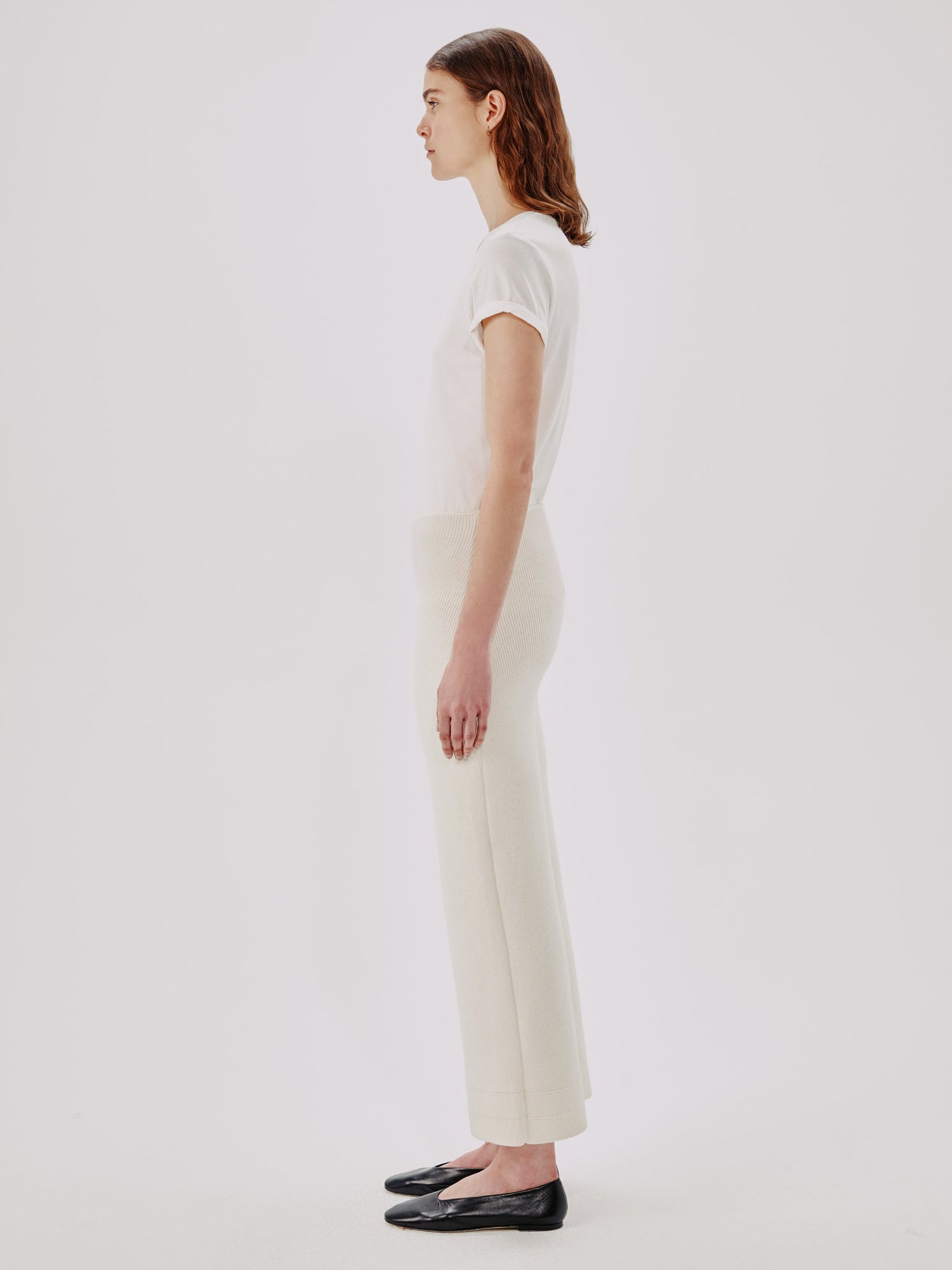 Another Tomorrow Rib Pant in Cream – Wool Women's Trousers