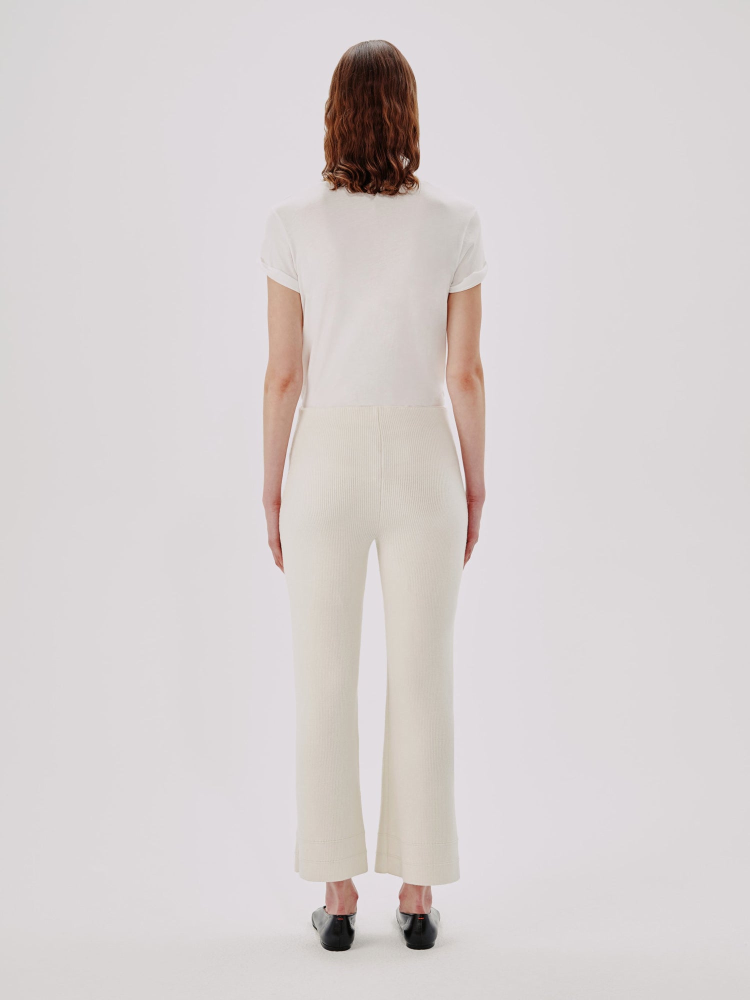 Another Tomorrow Rib Pant in Cream – Wool Women's Trousers