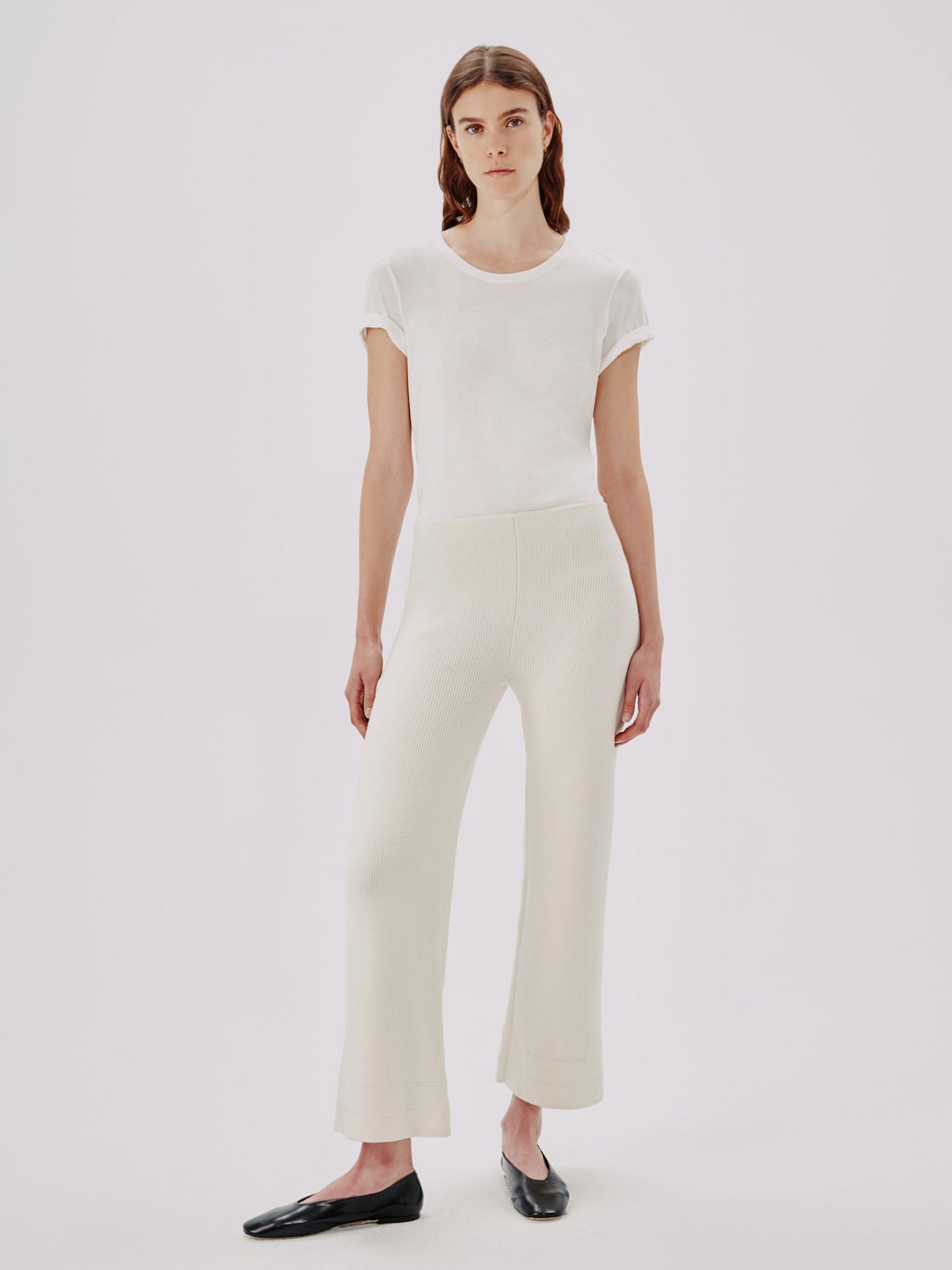 Another Tomorrow Rib Pant in Cream – Wool Women's Trousers