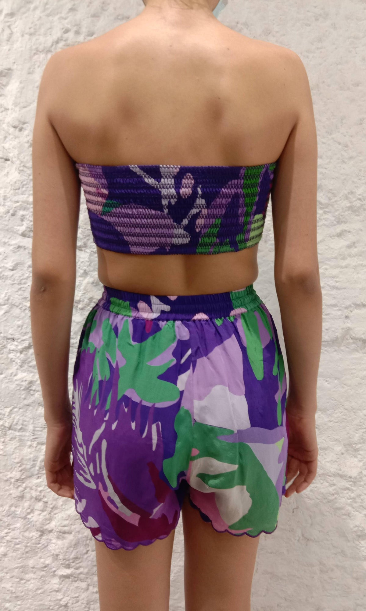 Rococo Sand | Aerin Polyester Crepe Bandeau | Purple Multi