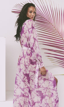 Rococo Sand | Ava Viscose Georgette Lurex Long Dress | Multi