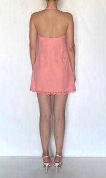 Rococo Sand | Bea Linen Cotton Halter Neck Mini Dress | Pink