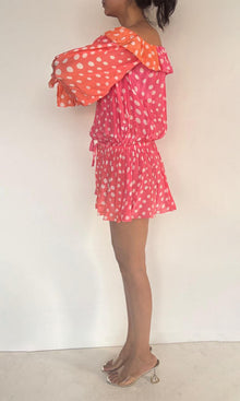 Womens | Blake Viscose Flat Chiffon Short Dress | Peach Multi