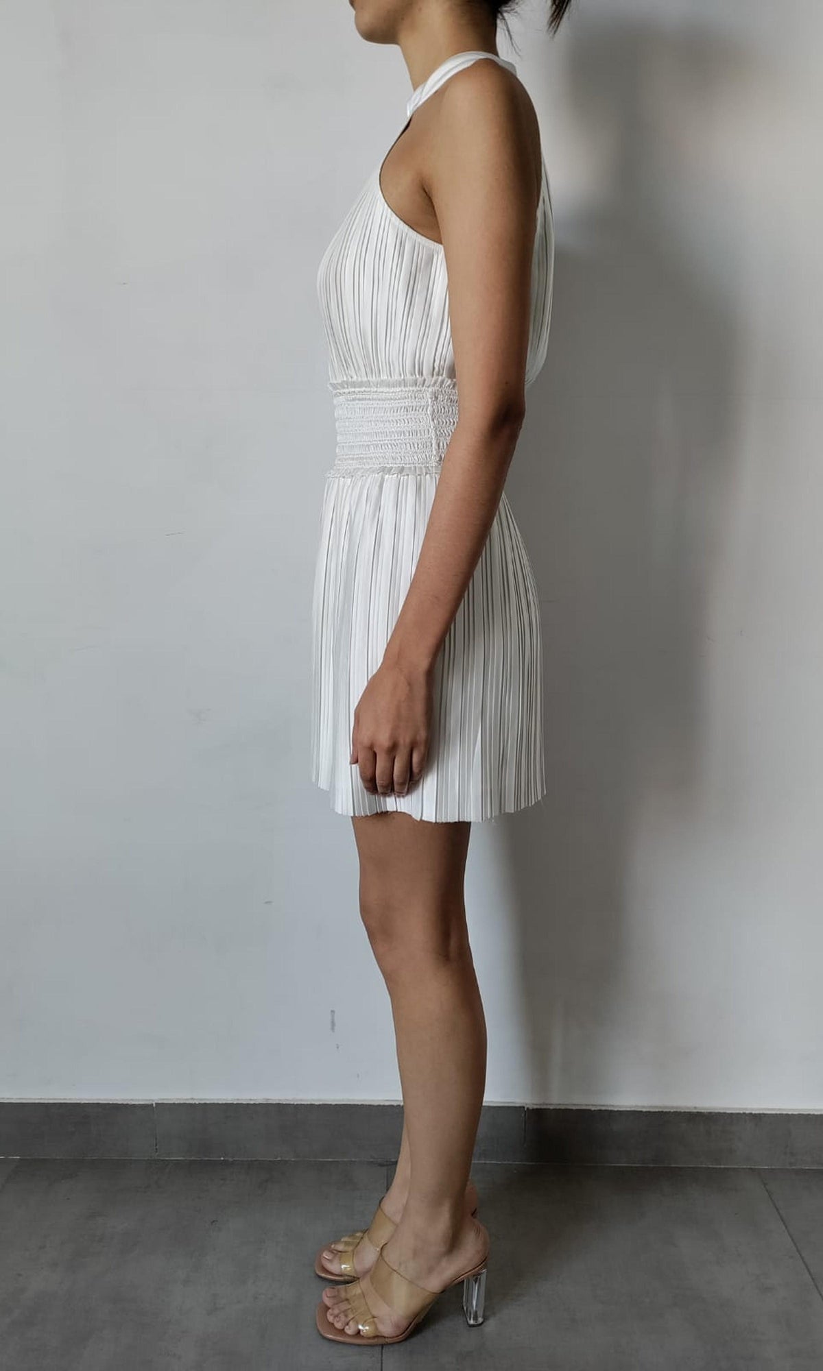 Rococo Sand | Bree Polyester Satin Short Dress | White