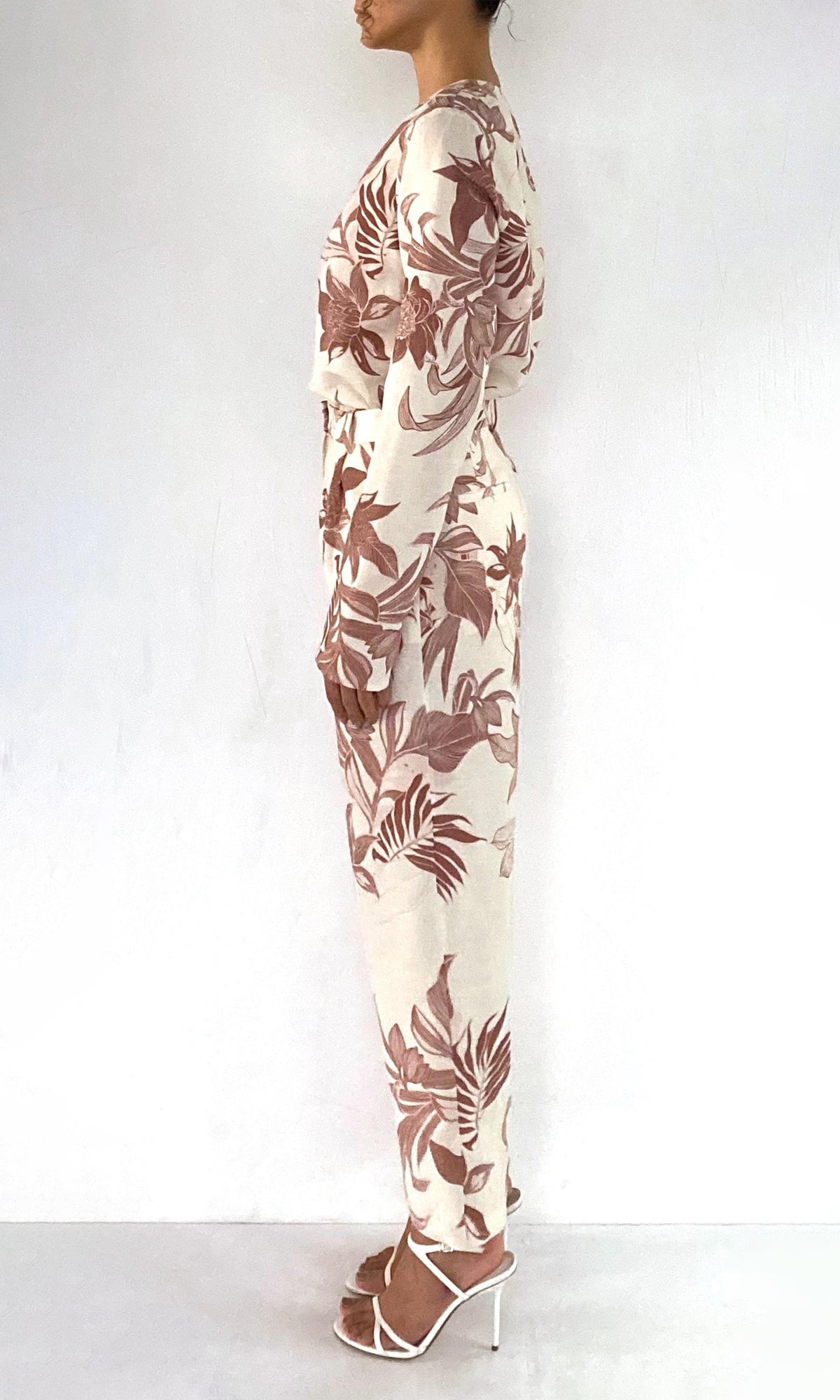 Rococo Sand | Cali Thin Linen Cotton Ankle Length Tapered Pants | Beige Brown