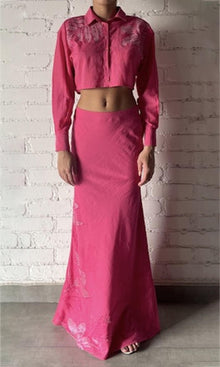 Womens | Cleo Cotton Silk Long Skirt | Pink