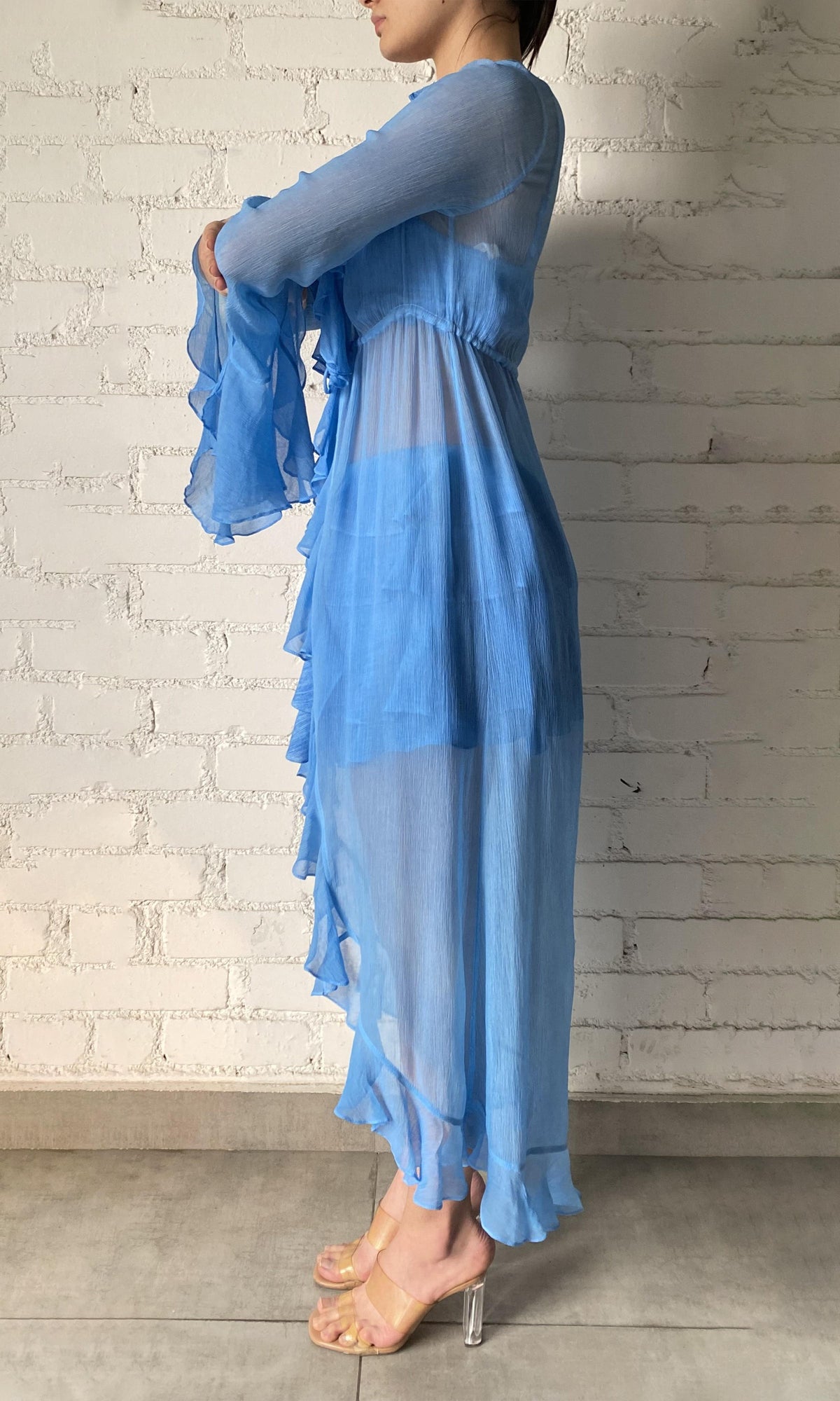 Rococo Sand | Cole Viscose Cape | Blue