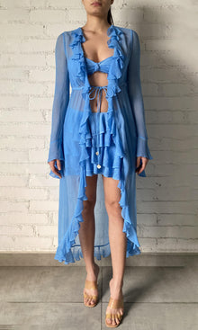 Rococo Sand | Cole Viscose Cape | Blue