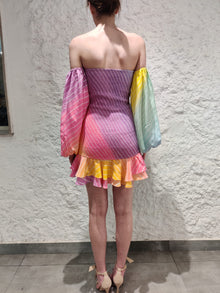 Evie Off-The-Shoulder Short Dress | Rainbow