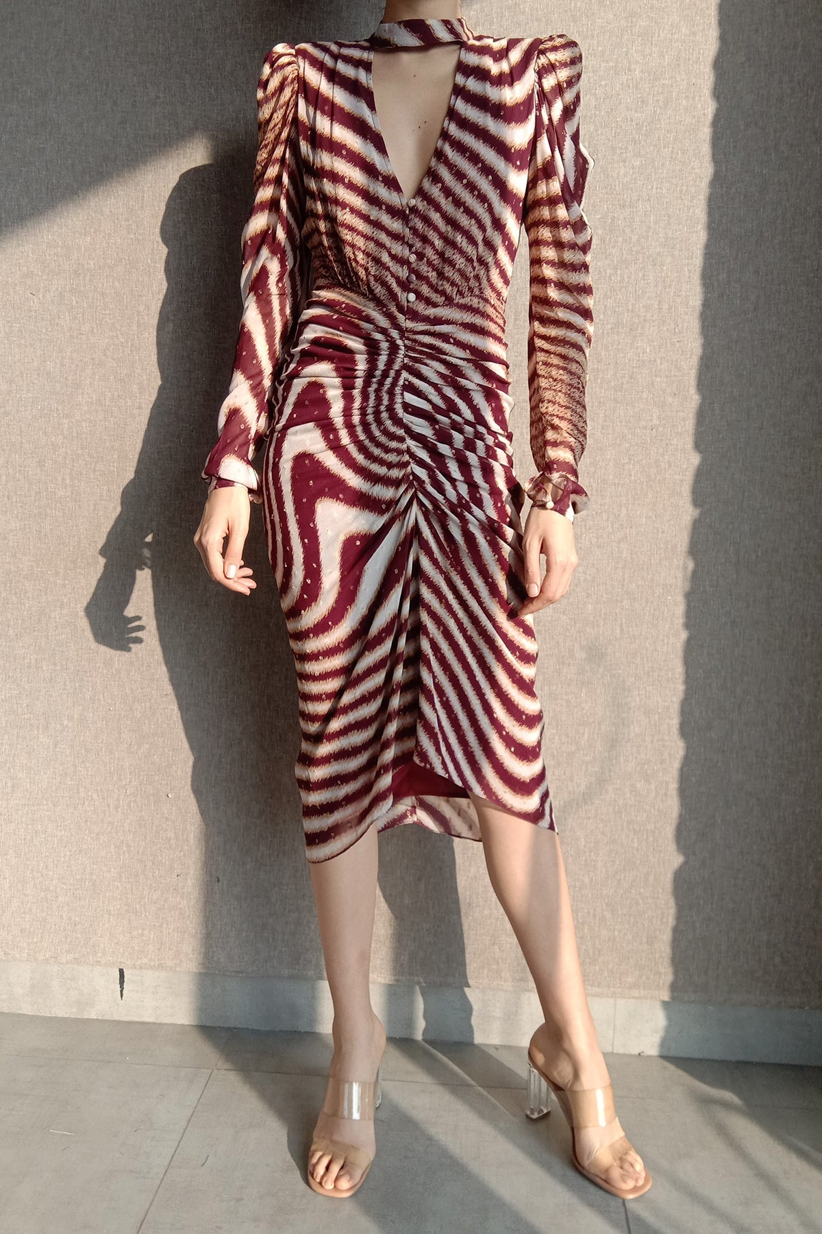 Midi Dress | Brown Zebra Print