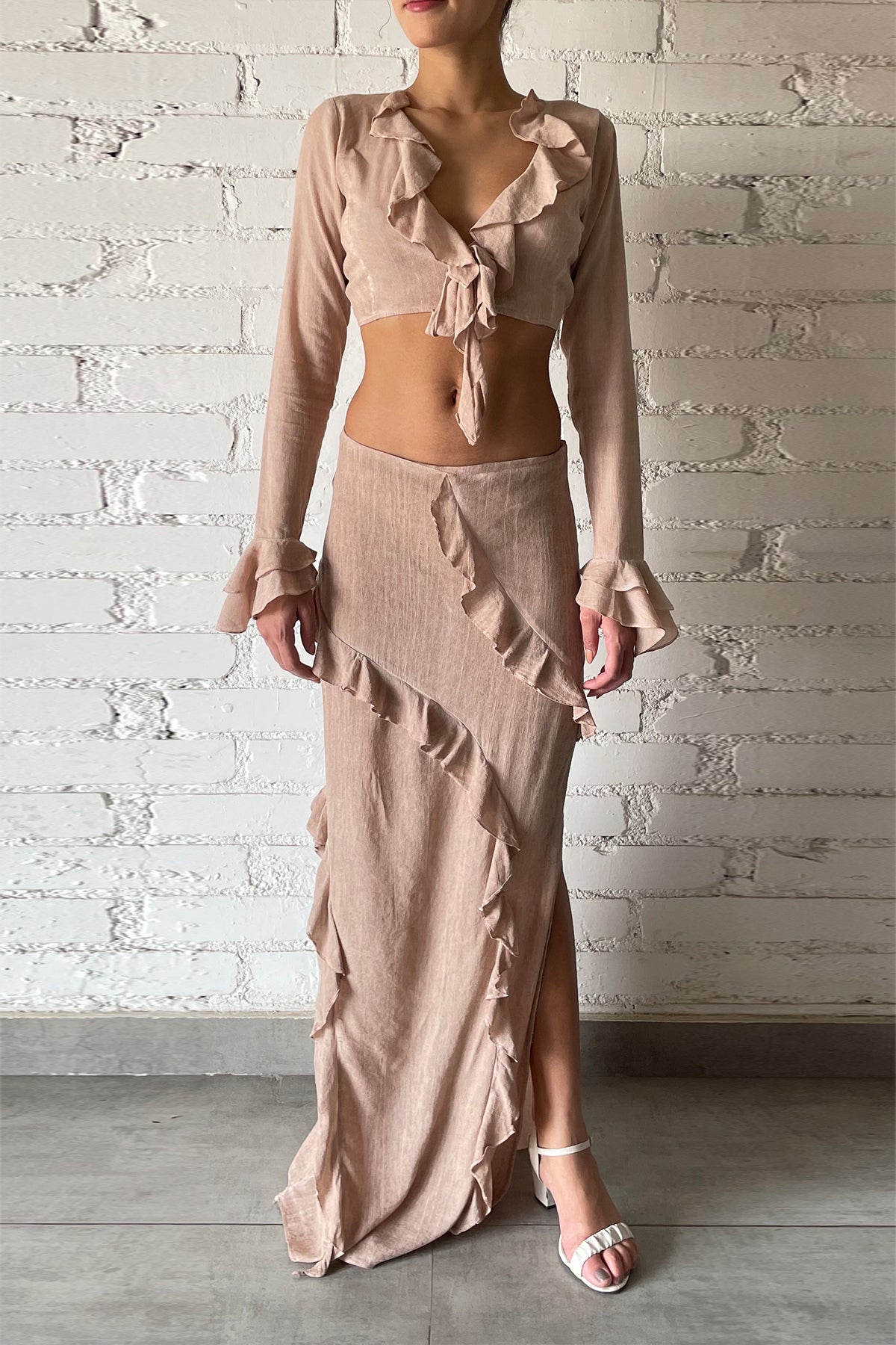 Gaia Long Skirt | Nude