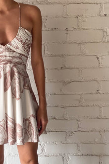 Short Dress | Light Brown/White