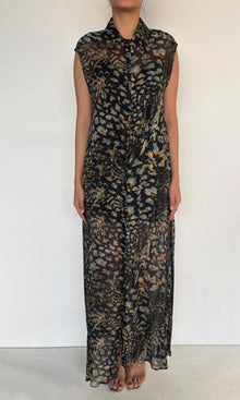 Rococo Sand | Inv Polyester Chiffon Long Dress | Black Multi