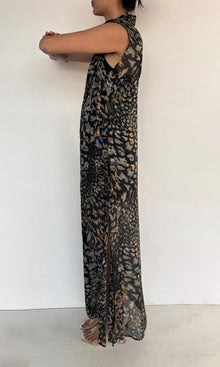 Rococo Sand | Inv Polyester Chiffon Long Dress | Black Multi
