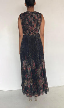 Rococo Sand | Inv Viscose Chiffon Long Dress | Black Multi