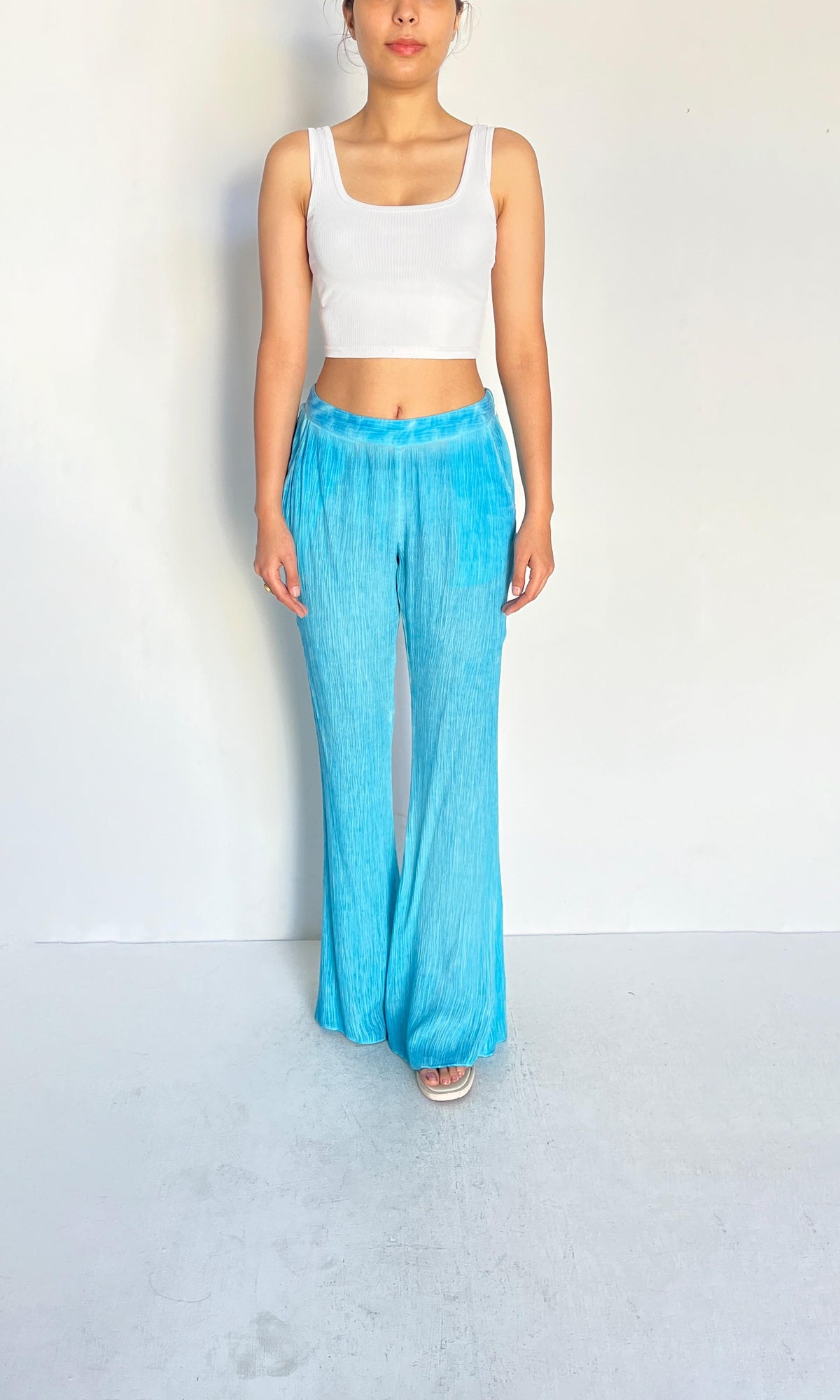 Rococo Sand | Inv Viscose Cotton Georgtte Pants | Blue