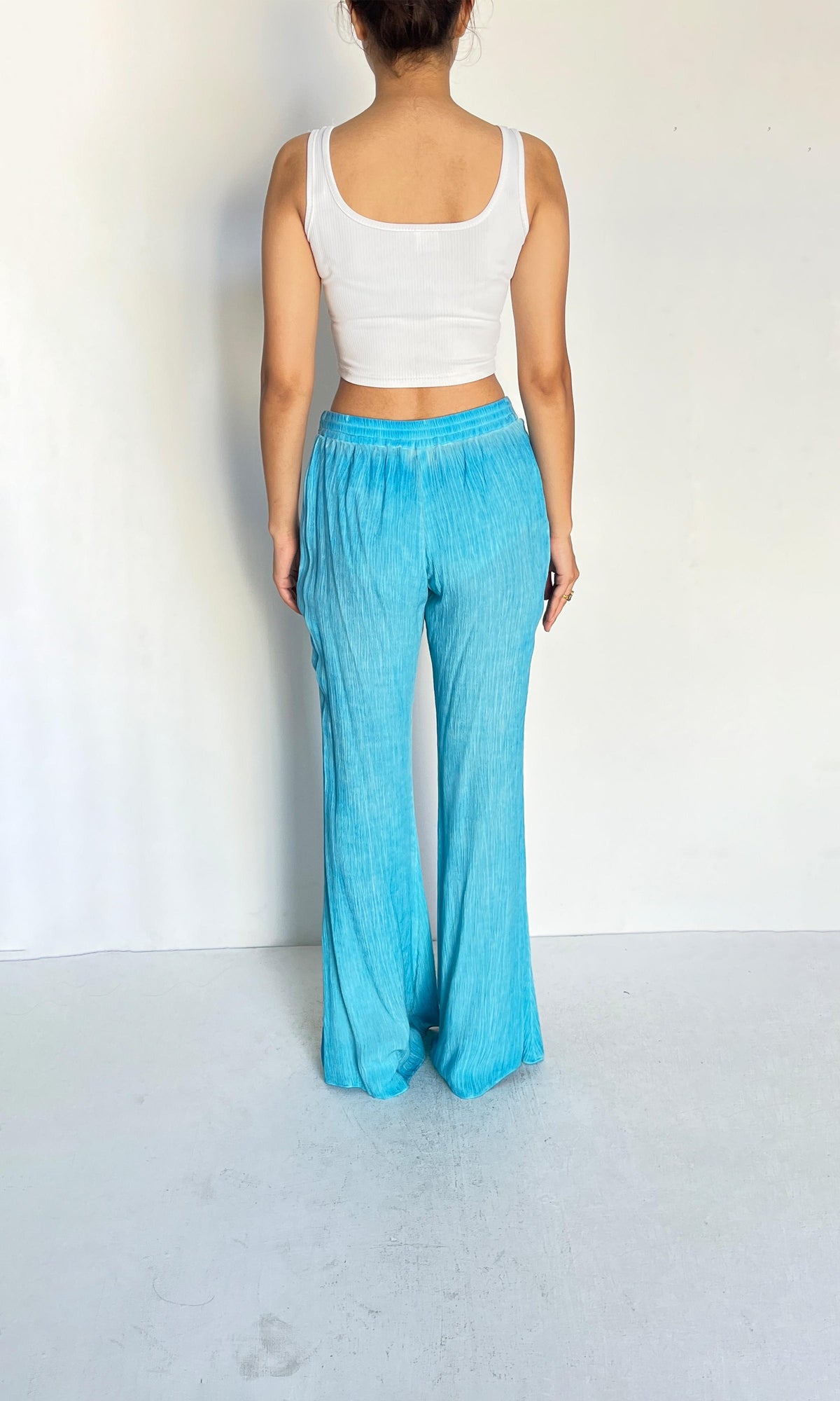 Rococo Sand | Inv Viscose Cotton Georgtte Pants | Blue