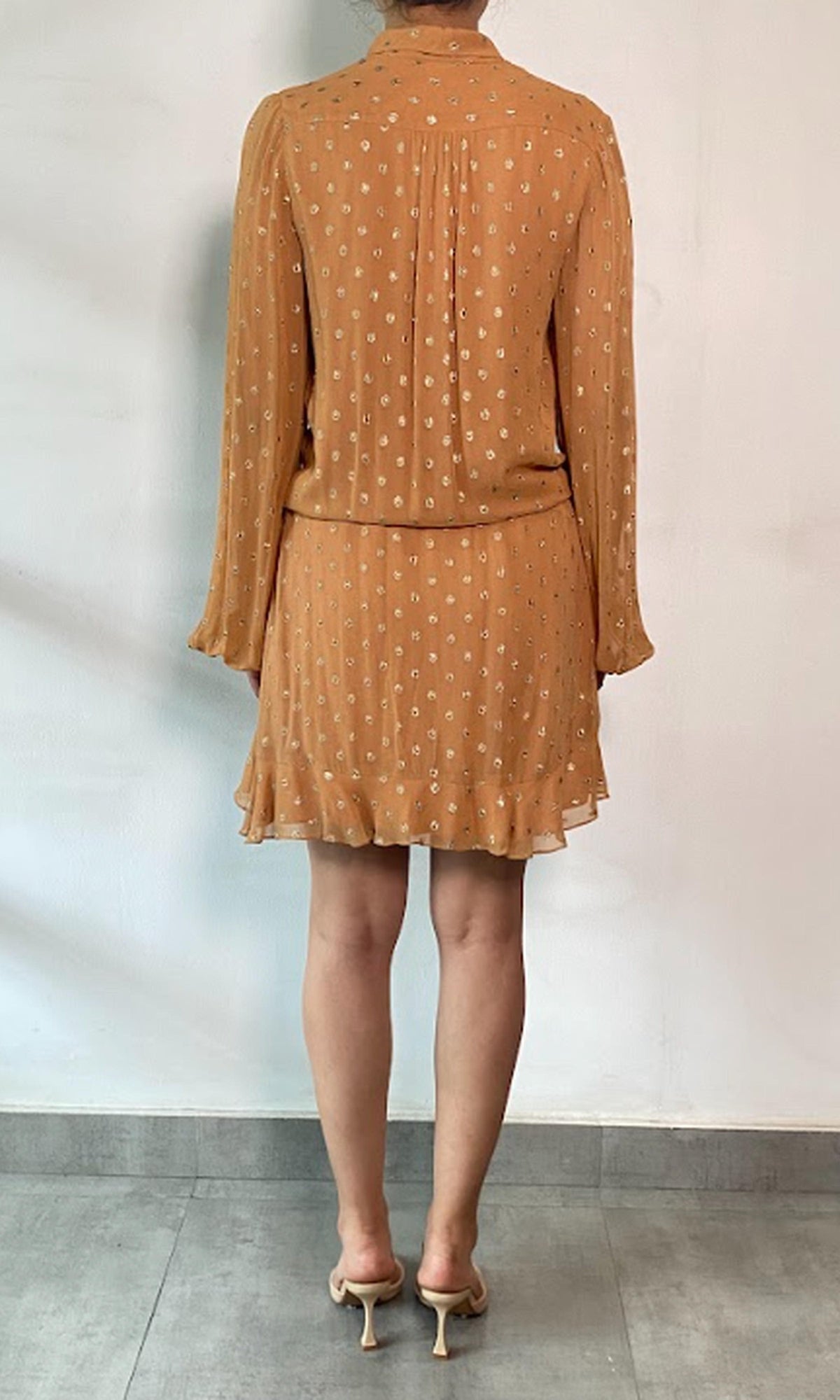 Rococo Sand | Inv Viscose Georgtte Lurex Dobby Short Dress | Nude