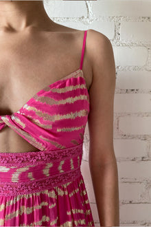 Lara V-Neck Strapline Long Dress | Fuchsia