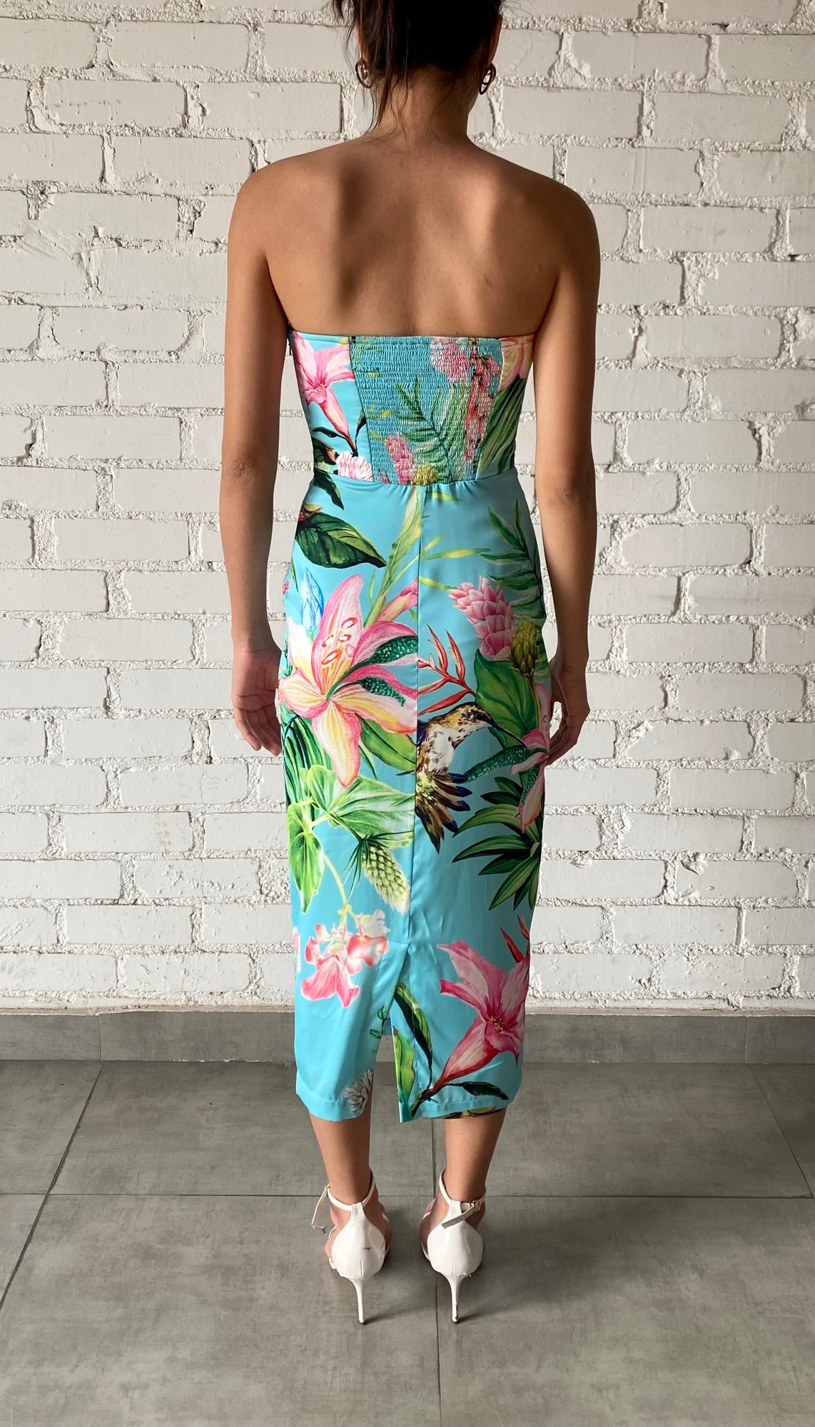 Strapless Midi Dress | Turquoise