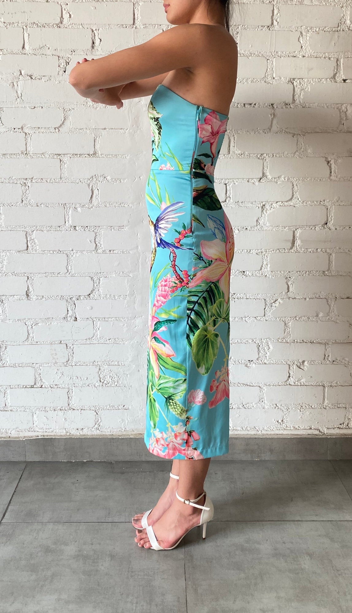 Strapless Midi Dress | Turquoise