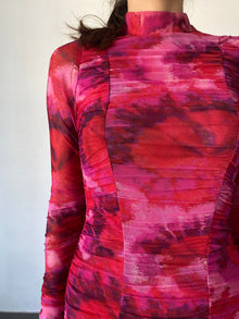 Nylon Powermesh Long Dress | Pink