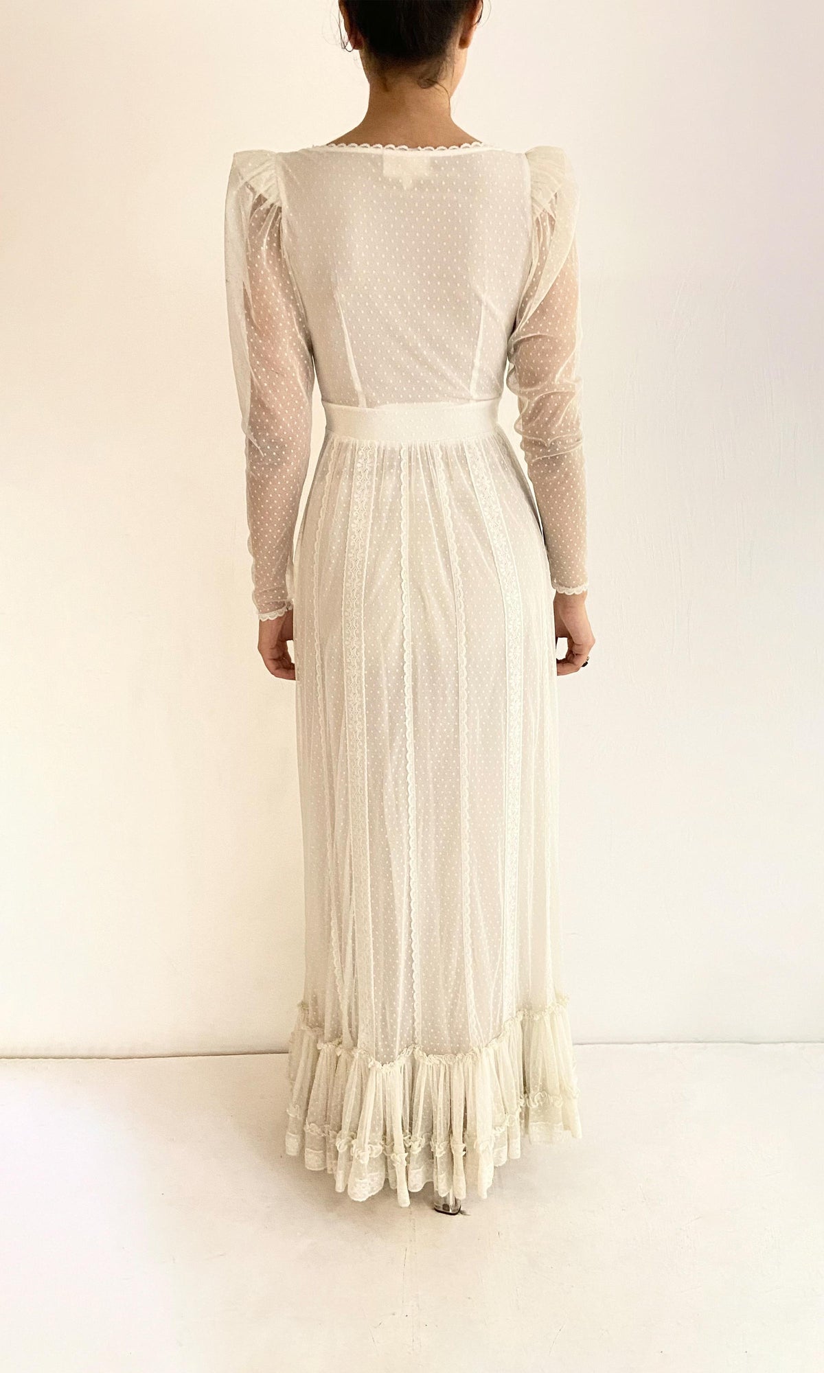 Rococo Sand | Mia Viscose Net Dobby Long Dress | White