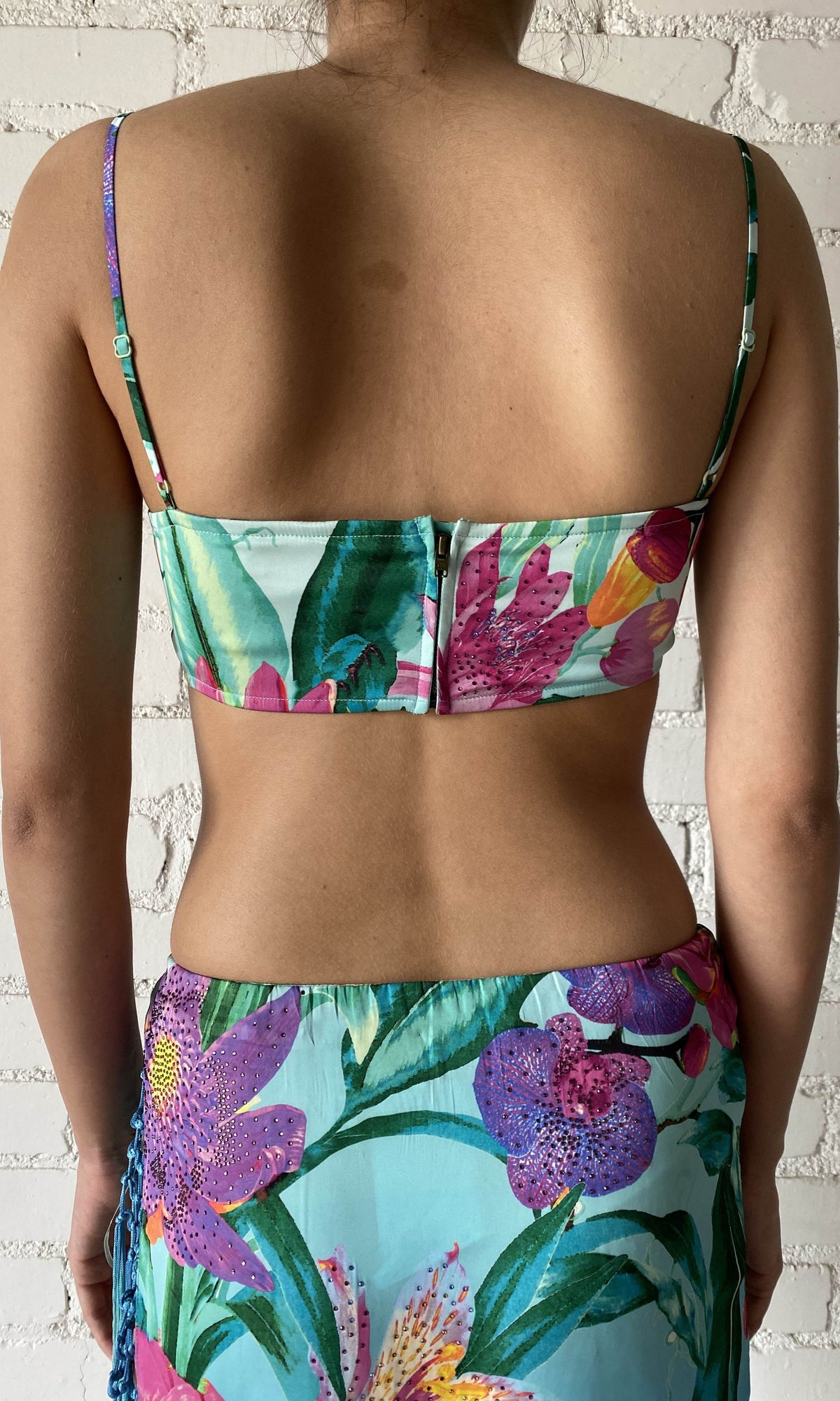 Rococo Sand | Ocean Polyster Satin Lycra Bandeau | Turquoise