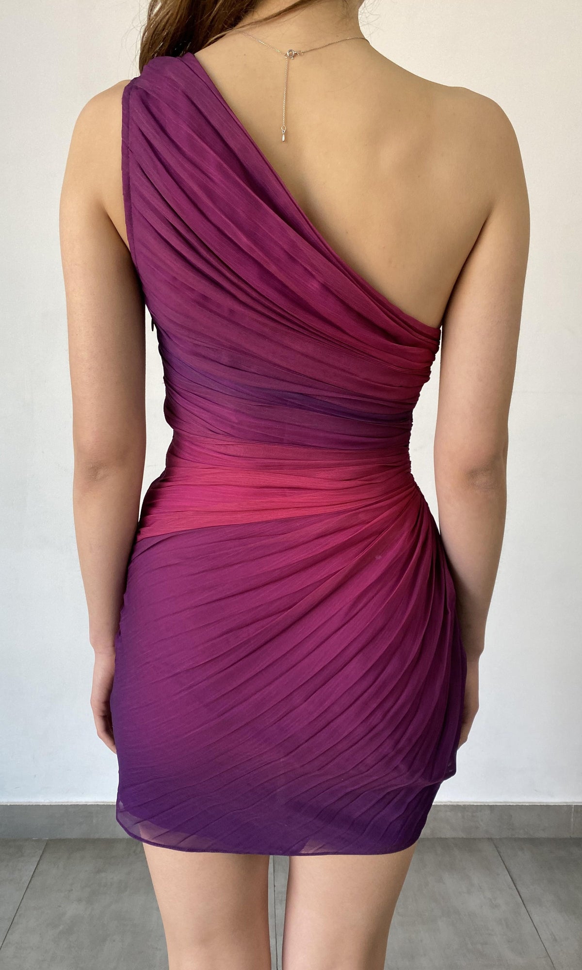 Womens | Paige Poly Chiffon Short Dress | Pink/Purple