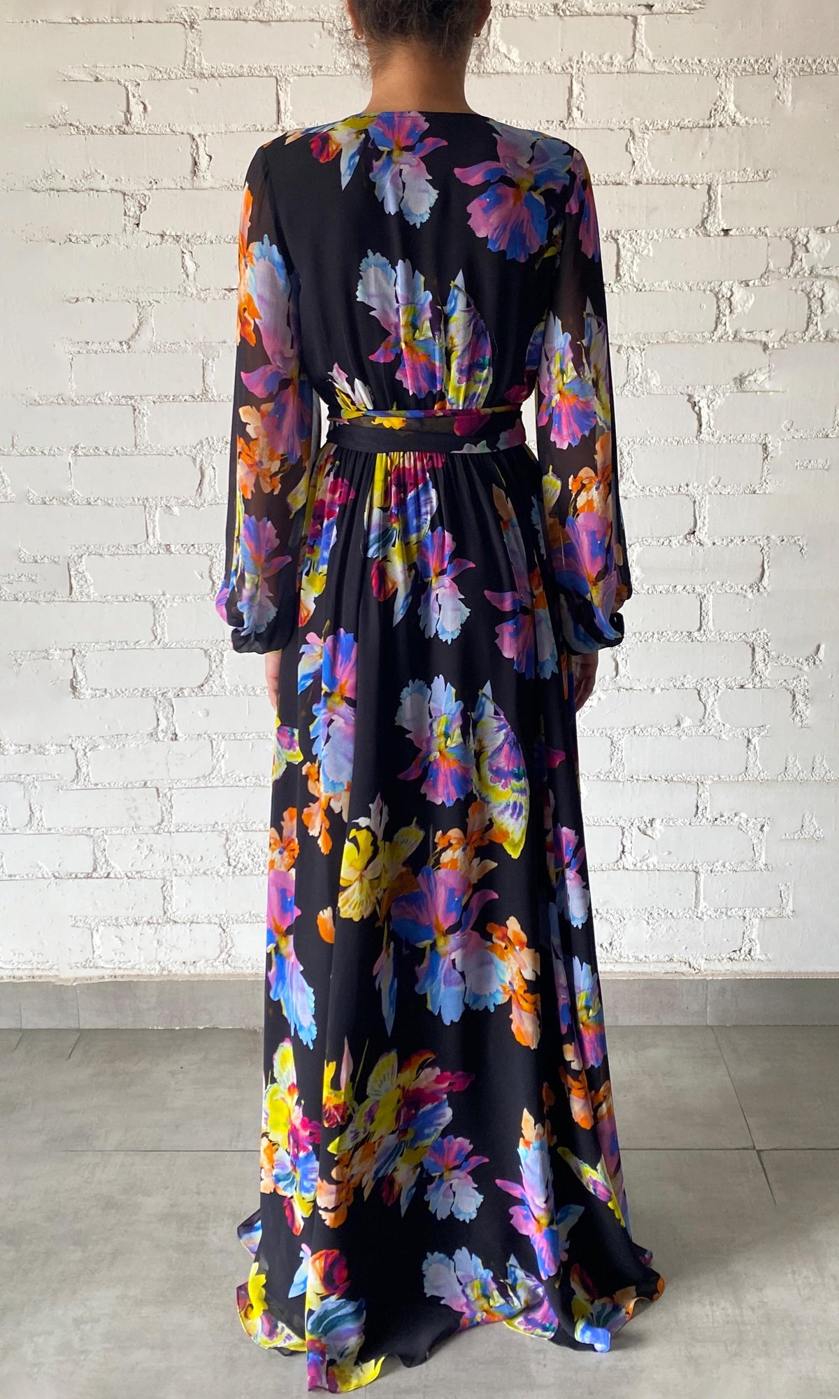 Womens | Quin Crinkle Chiffon Long Dress | Black