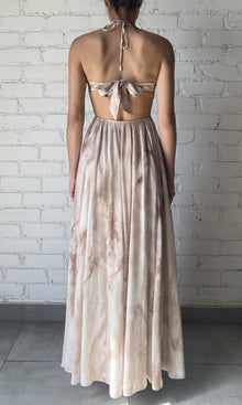 Womens | Ryan Viscose Crepe Flat Chiffon Long Dress | Light Brown